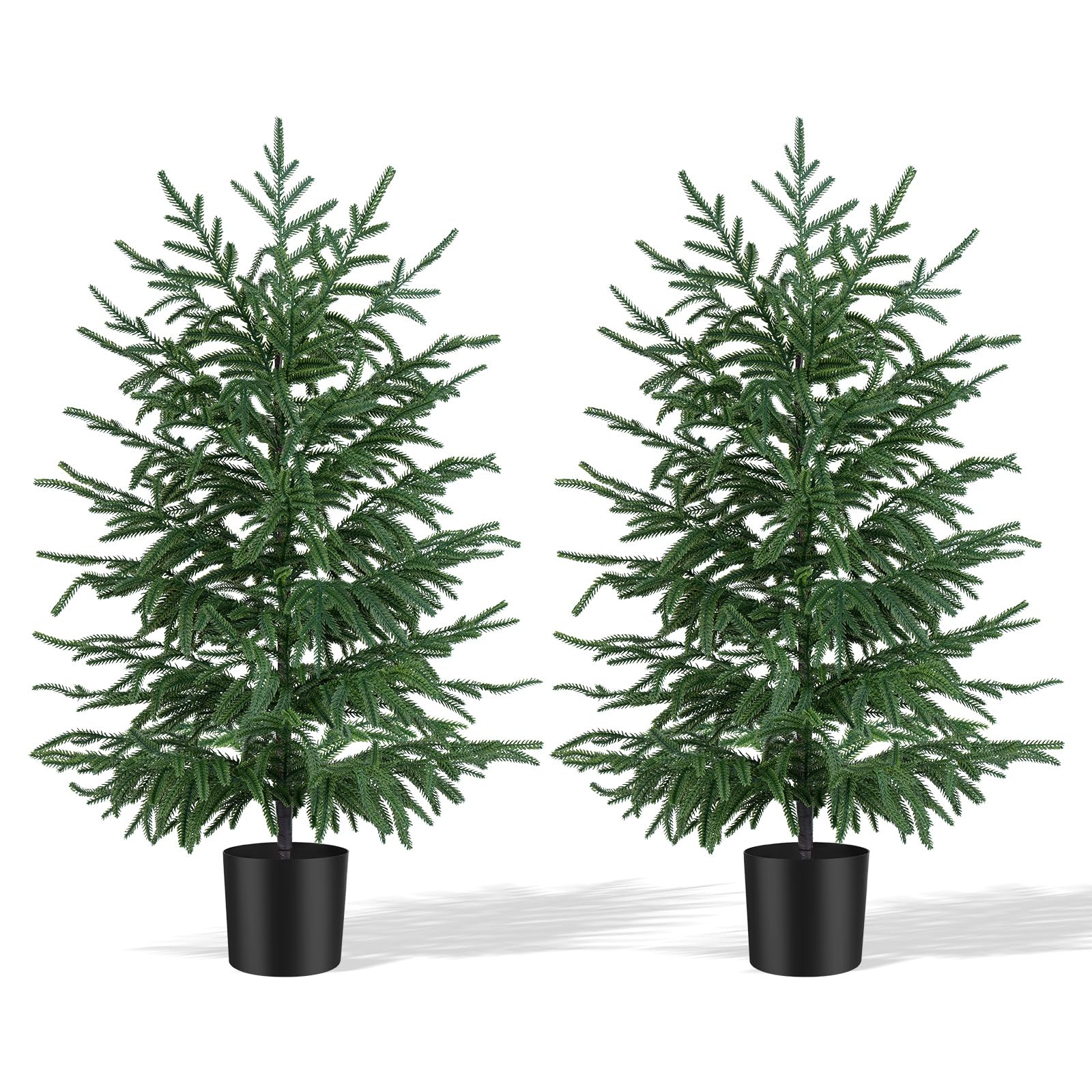 2 Pack 3FT Artificial Norfolk Pine Tree with Pot, UV Protection Faux Pine Trees Plant with Realis... | Amazon (US)