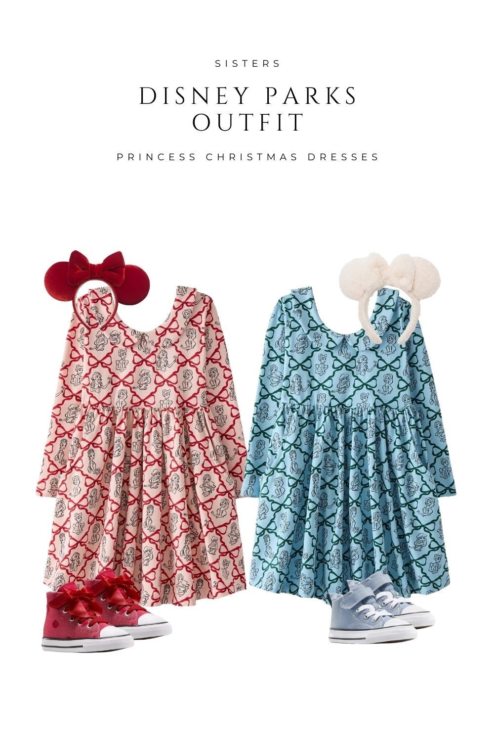 Matching Disney Parks looks for sisters! These princess Christmas dresses are perfect for holiday park days, one in festive red and one in icy blue. Complete the outfit with Minnie ears and cute Converse for the sweetest Disney holiday style. 🎄👑

#LTKSeasonal #LTKKids #LTKHoliday