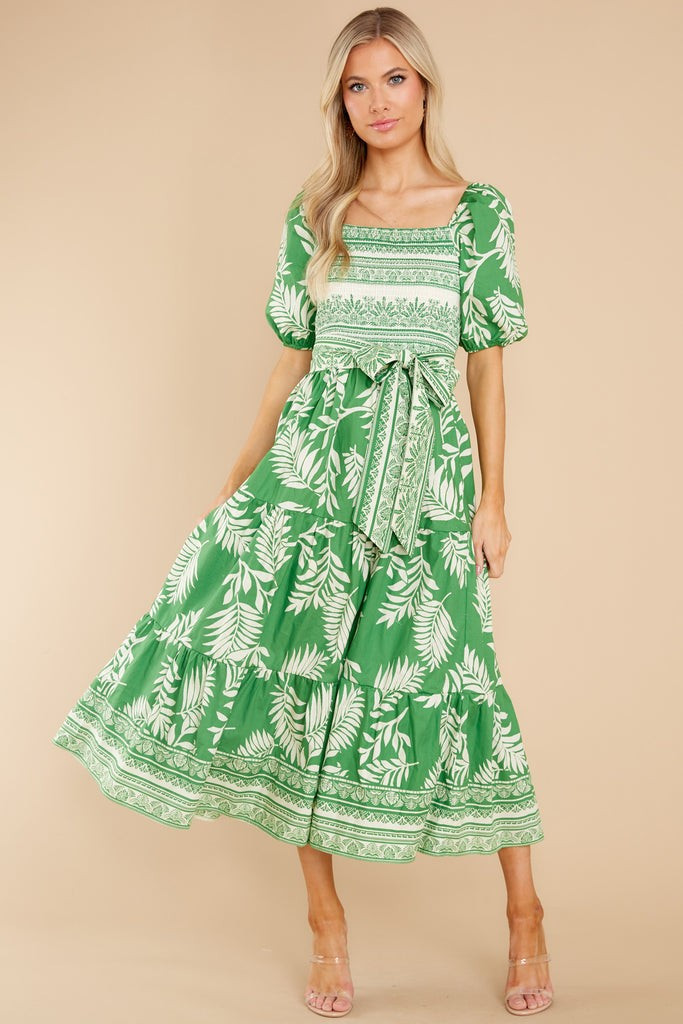 A New Journey Green Print Midi Dress | Red Dress 