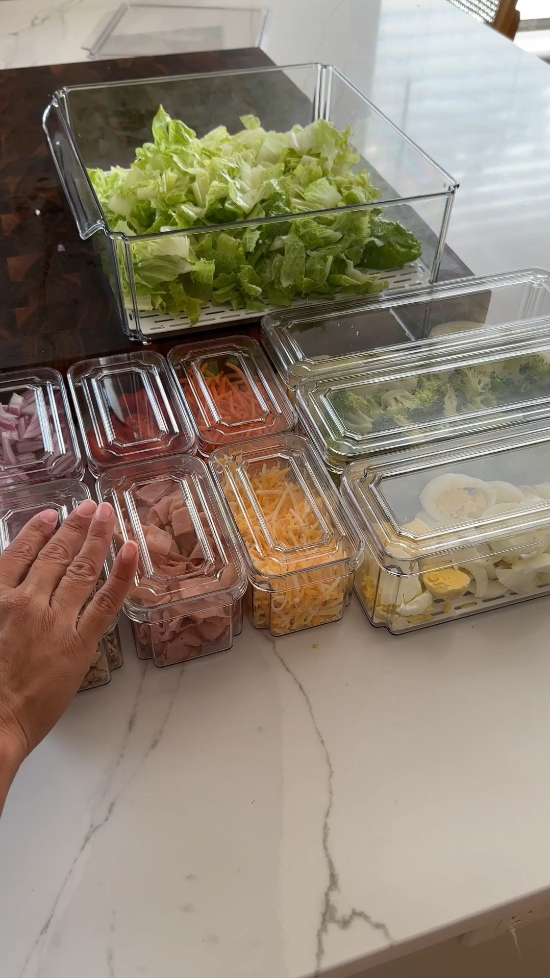 Salad bar restock! I made my refrigerator drawer a mini salad bar in hopes that my family can all get more veggies in, so far it’s a hit! I love that these containers have lids to keep food fresh! 

#LTKHome
