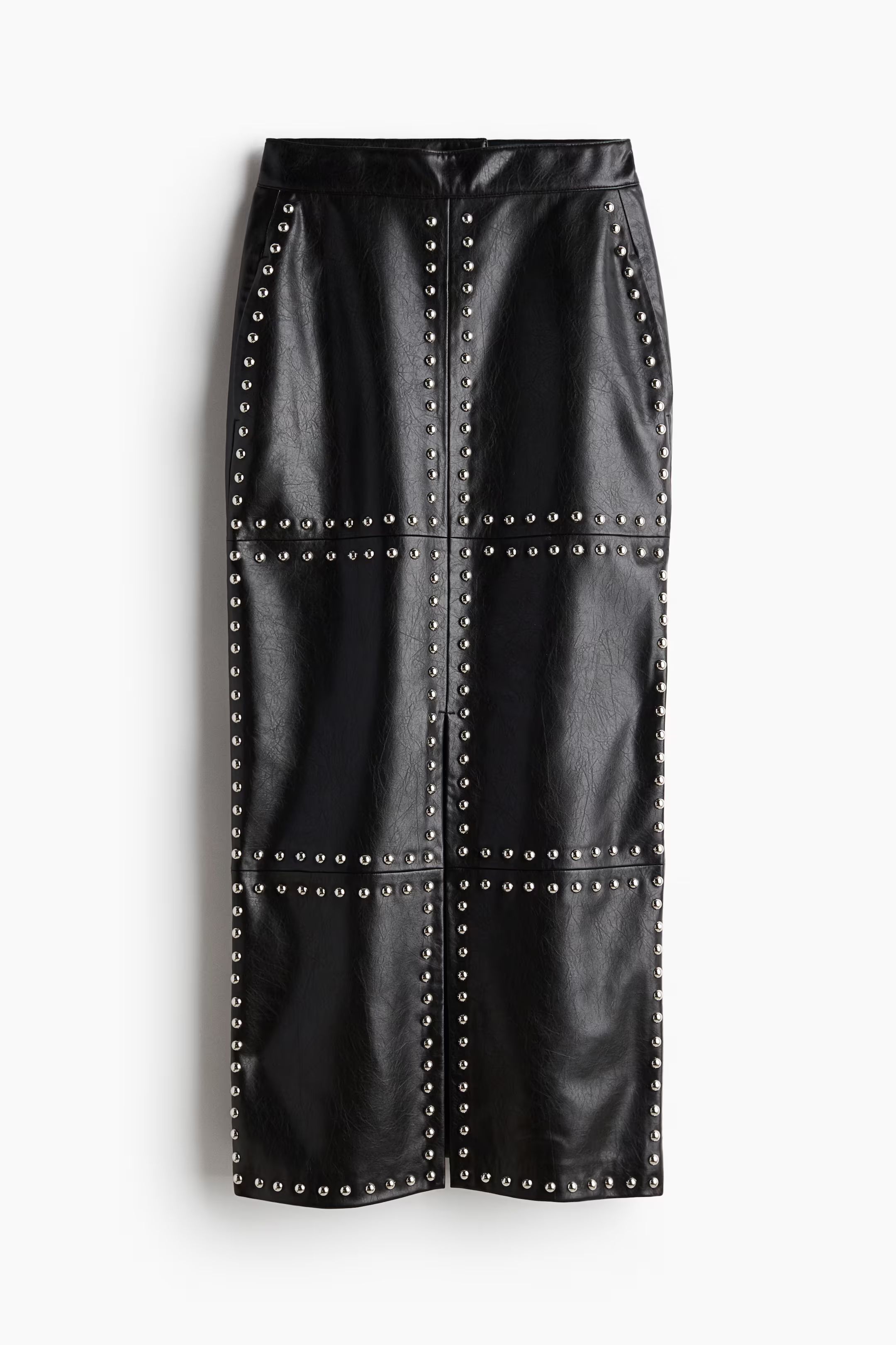 Stud-Embellished Coated Skirt | H&M (US + CA)