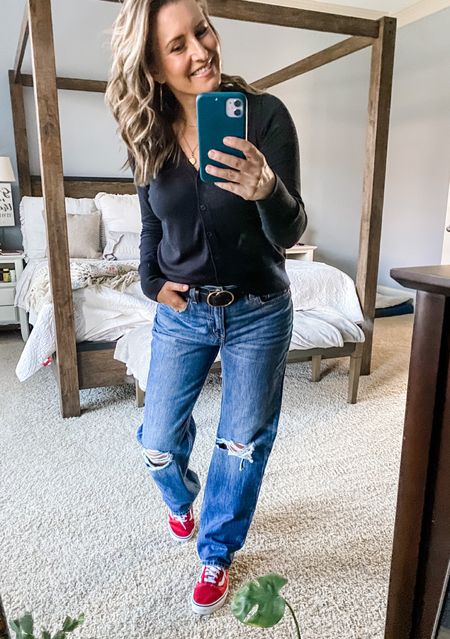 When you’re trying really hard to hang with the cool kids so you give straight leg jeans a try.
For real…wasn’t sure how I would feel about this trend on me. But this look is growing on me. What do you think? 

#LTKU #LTKunder100 #LTKunder50