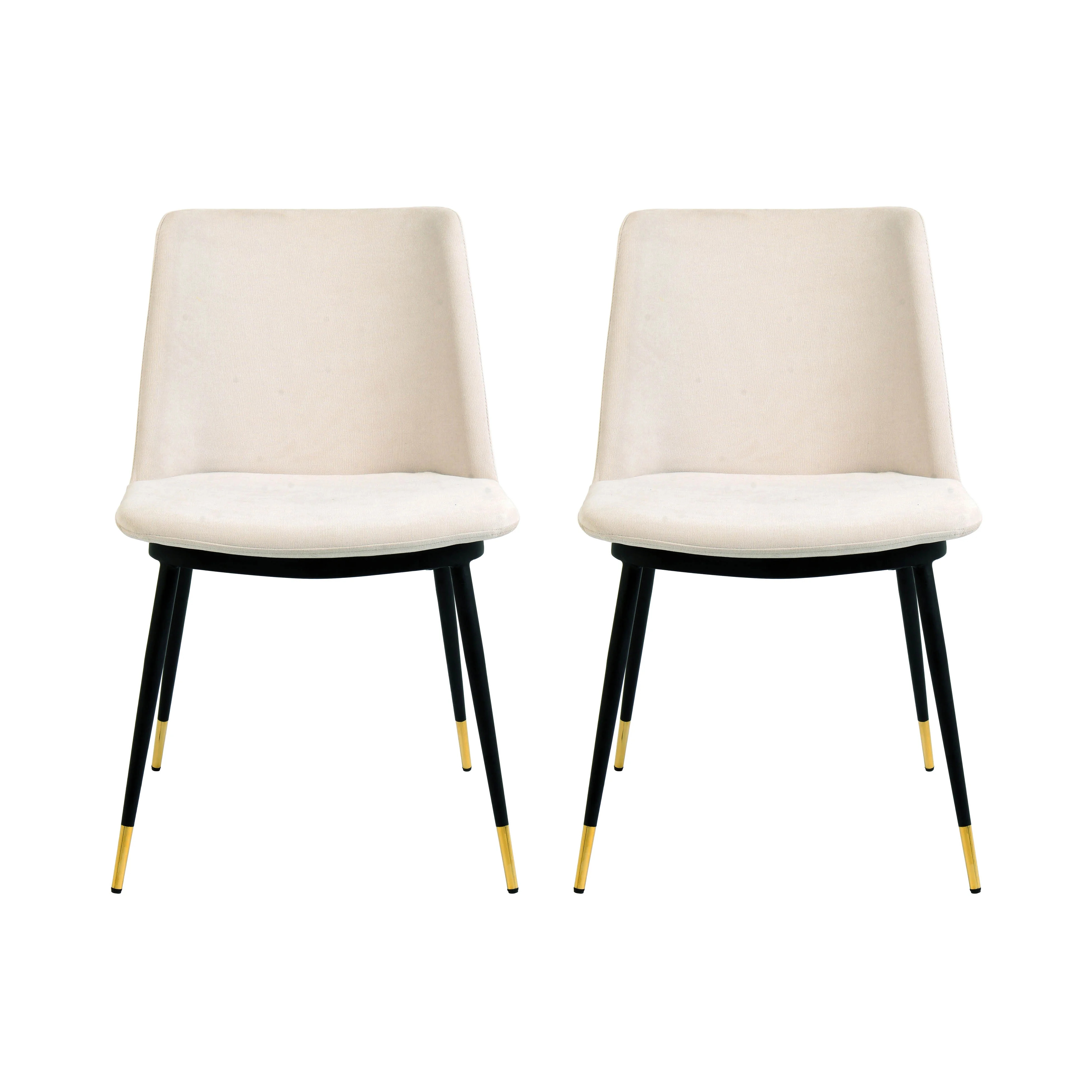 TOV Furniture Evora Cream Velvet Chair with Gold Tipped Legs - Set of 2 - Walmart.com | Walmart (US)