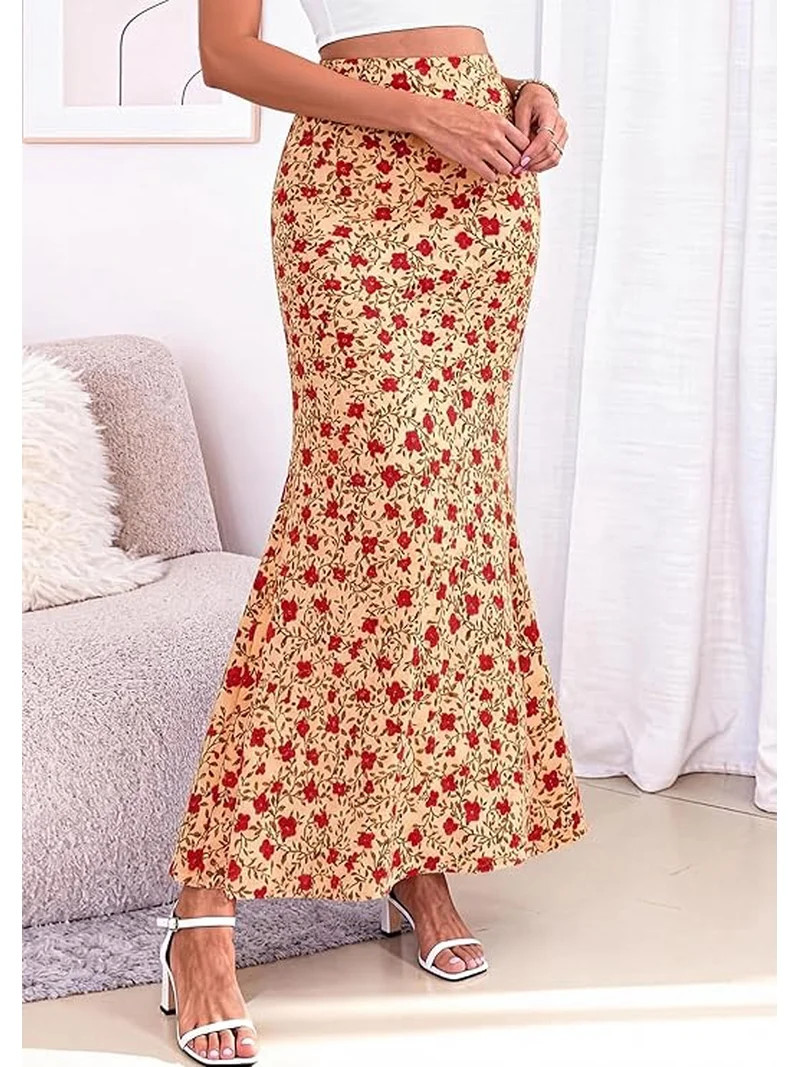 PRETTYGARDEN Maxi Skirts for Women Summer Flowy High Waisted Polka Dot Mermaid Office Work Spring... | Walmart (US)