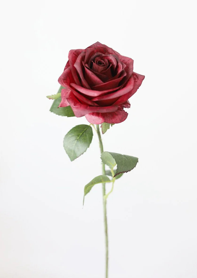 Burgundy Fake Flowers Rose - 21.5" | Afloral