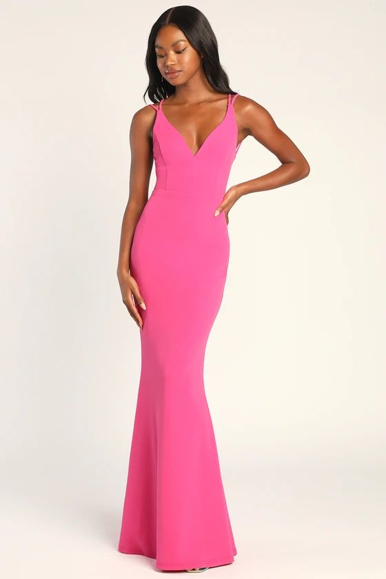All this Allure Hot Pink Strappy Backless Mermaid Maxi Dress | Lulus (US)