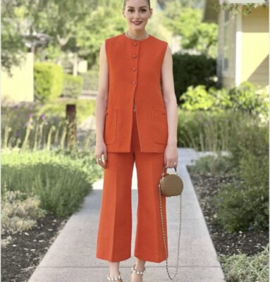 ZARA NEW WOMAN TEXTURED WEAVE PANTS WITH BUTTONS BURNT ORANGE REF: 2820/811 L XL | eBay US