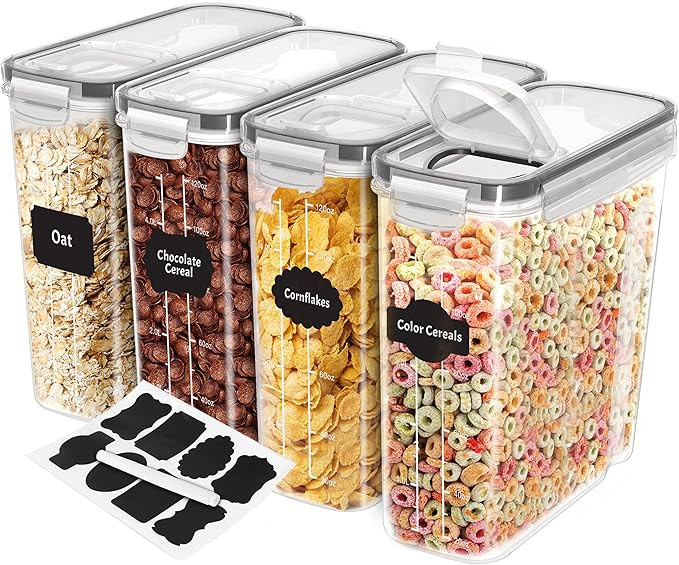 KICHLY Boite de Rangement Cuisine (Lot de 4) - Plastique sans BPA - Bocaux Hermetiques Alimentair... | Amazon (FR)