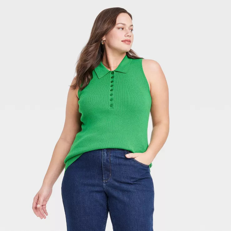 Women's Collared Sweater Tank - Ava & Viv™ | Target