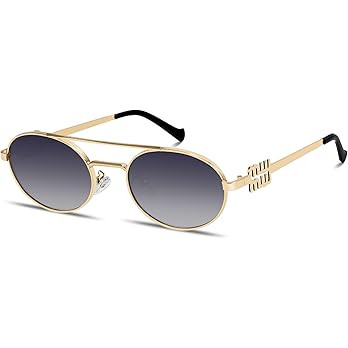 Retro Oval 90s Metal Sunglasses for Women, 2025 Trendy Chic Narrow Gold Sun Glasses Fashion Sunni... | Amazon (US)