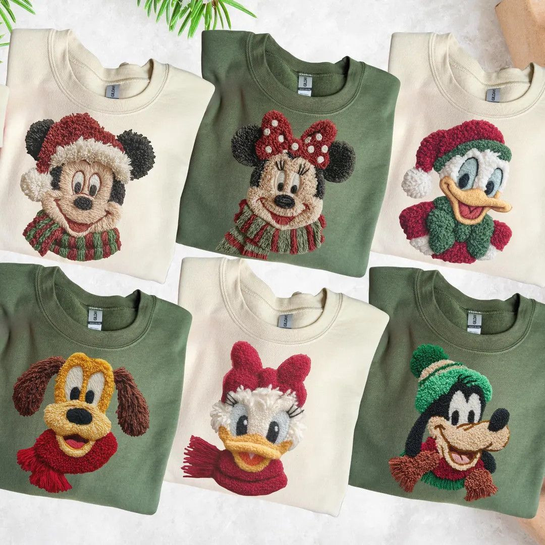 Faux Yarn Crochet Disney Family Christmas Shirt Disney Christmas Shirt Matching Family Disney Chr... | Etsy (US)