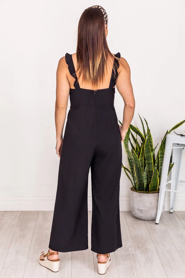 Impression Of You Black Ruffle Jumpsuit FINAL SALE | Pink Lily