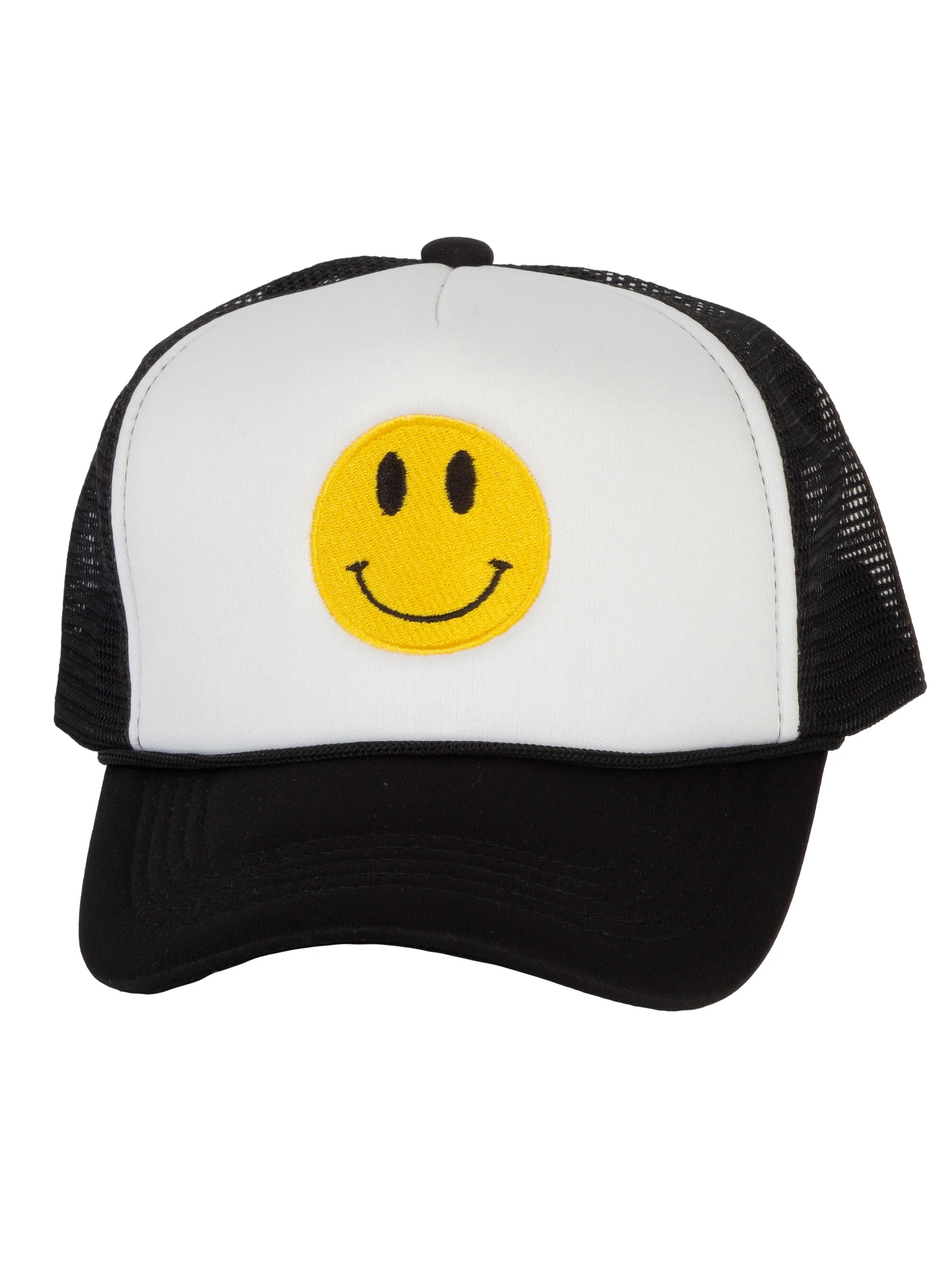 Gravity Threads Smile Face Embroidery Adjustable Trucker Hat - Smile - White/Black | Walmart (US)