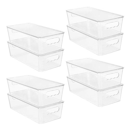 Vtopmart 8pcs Clear Organizers and Storage Bins with Lids, Stackable Plastic Storage Containers with Handles for Fridge, Freezer, Pantry, Cabinet, Kitchen Organization | Amazon (US)