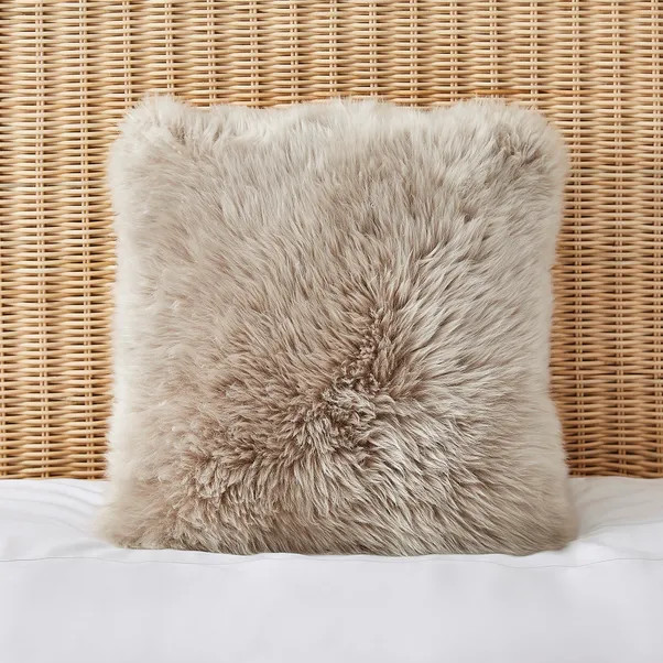 Dorma Natural Sheepskin Square Cushion | Dunelm (migrated)