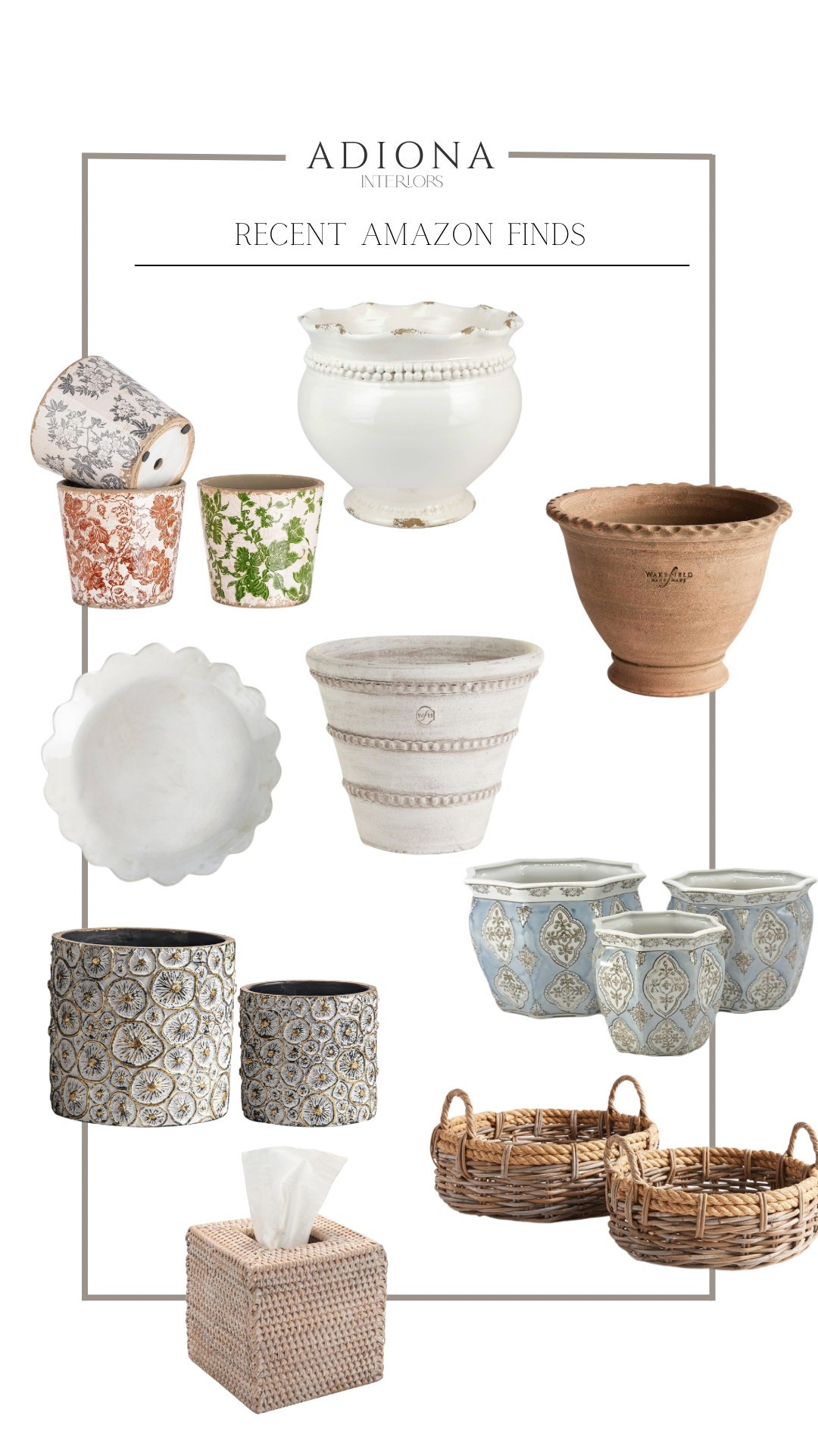 Recent Amazon finds 

Amazon home, spring finds, spring decor, planters, tissue box cover, decorative baskets 

#LTKHome #LTKSeasonal