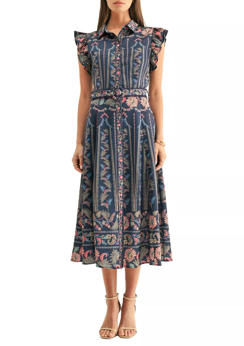 Women's Karly Ruffled Sleeves Shirt Midi Dress | Belk