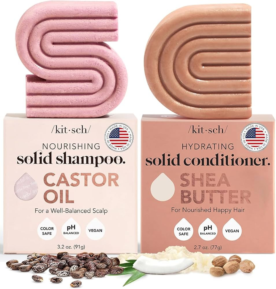 Kitsch Castor Oil Shampoo Bar & Shea Butter Conditioner Bar for Hair Growth & Hydration | Vegan &... | Amazon (US)