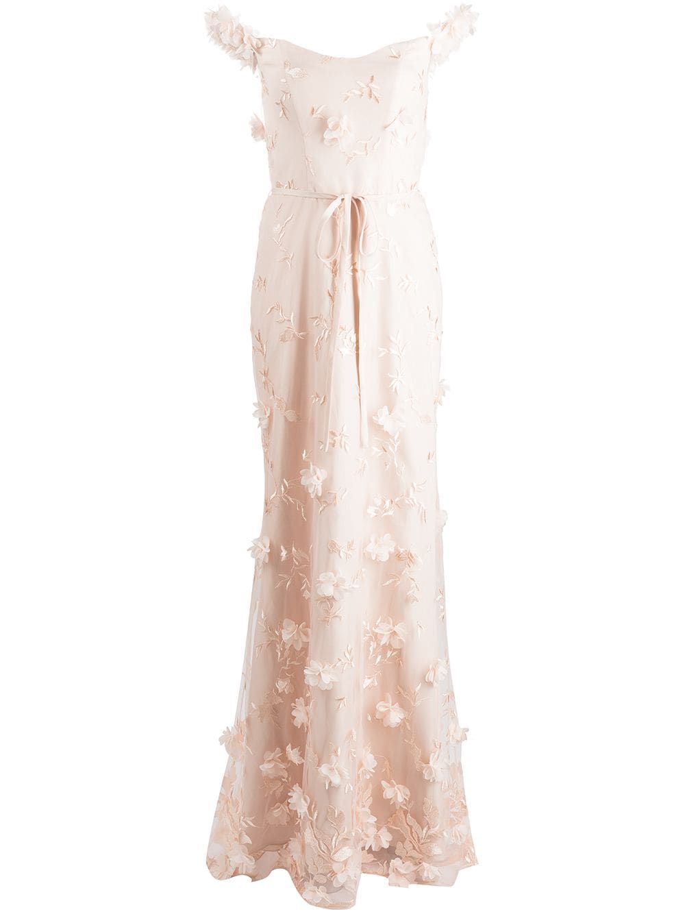 floral-embroidered floor-length gown | Farfetch (US)