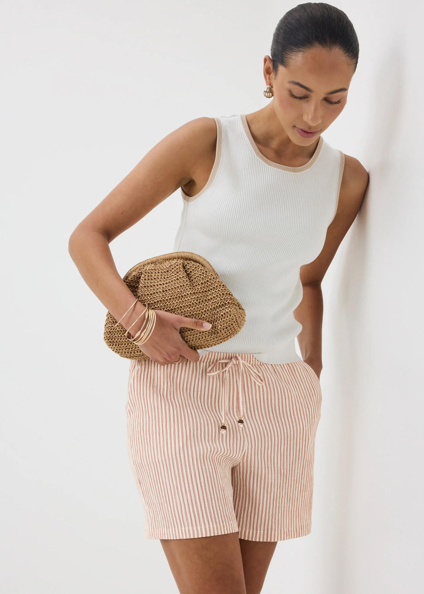 Red Stripe Seersucker Shorts | Matalan (UK)