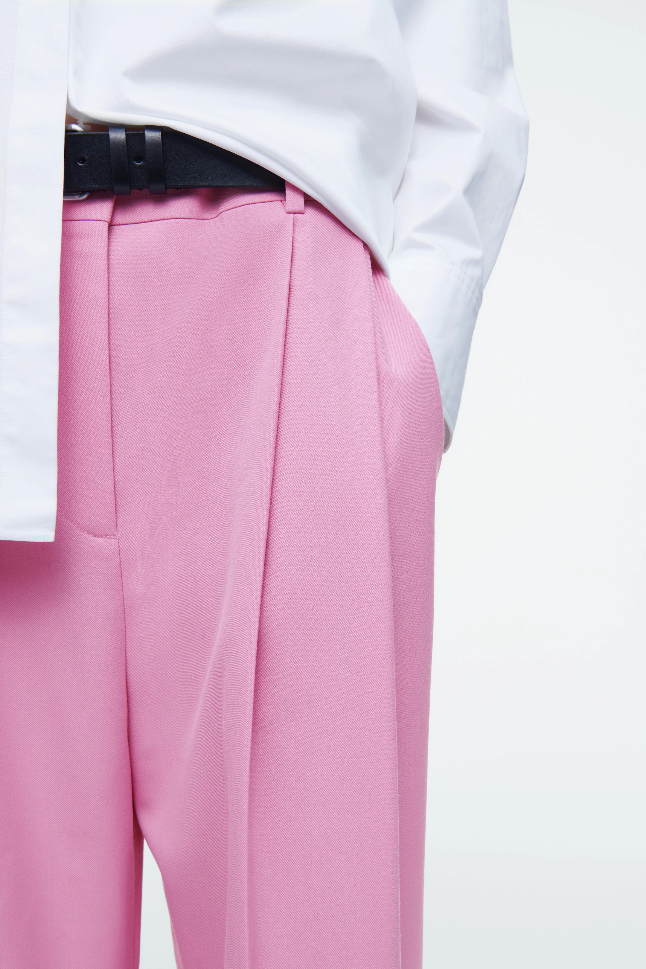RELAXED TWILL WIDE-LEG TROUSERS - PINK | COS NL | COS (EU)