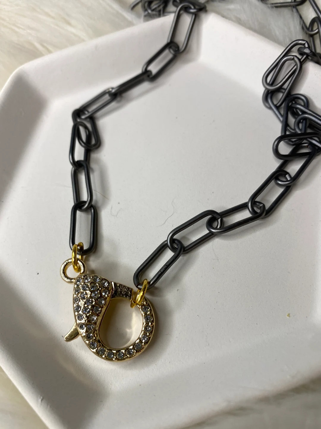 Gunmetal Paperclip Chain With Large Gold Lobster Clasp - Etsy | Etsy (US)