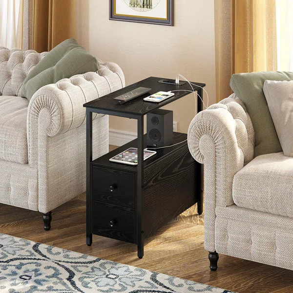 End Table with 2 Wooden Drawers and USB Ports & Power Outlets | Wayfair North America