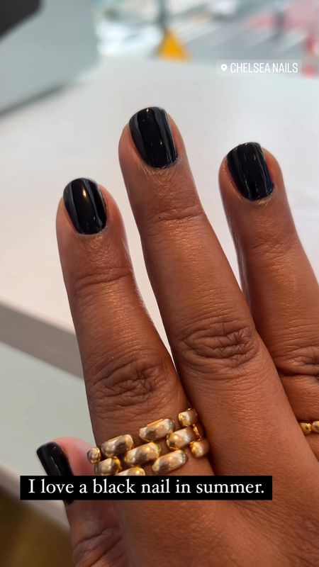 Spring is always about flowers and colorful things but I LOVE a black nail in summer. Call it the counter culture in me. Add a smattering of gold jewelry and that's a winner! 

black nail polish, dark manicure, dark feminine style, dark feminine beauty, gold rings, vermeil 

#LTKunder50 #LTKstyletip #LTKbeauty