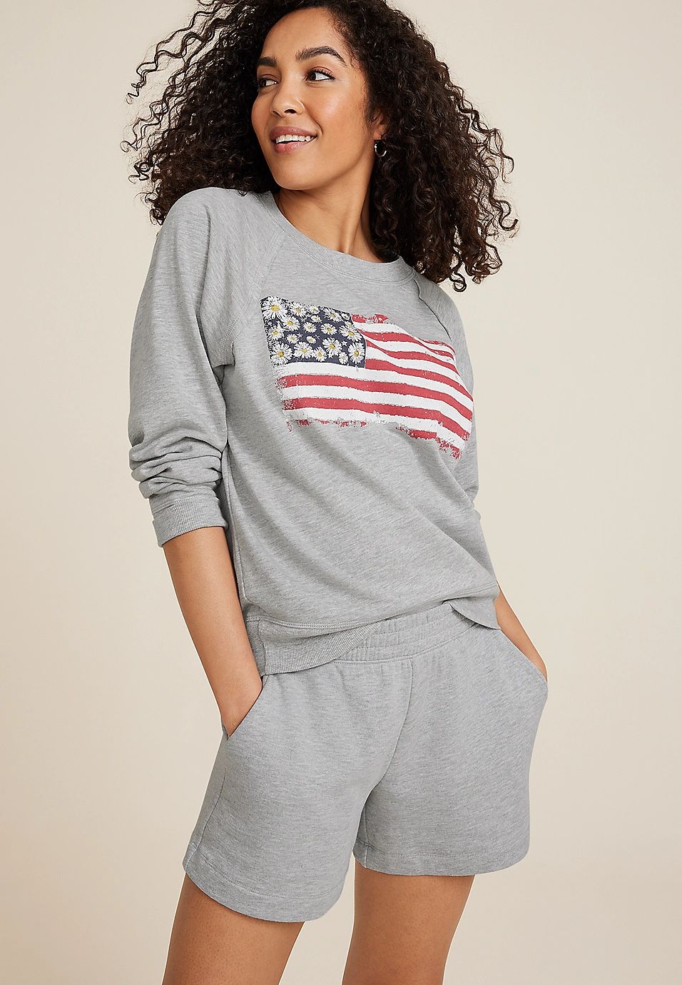 Floral American Flag Sweatshirt | Maurices