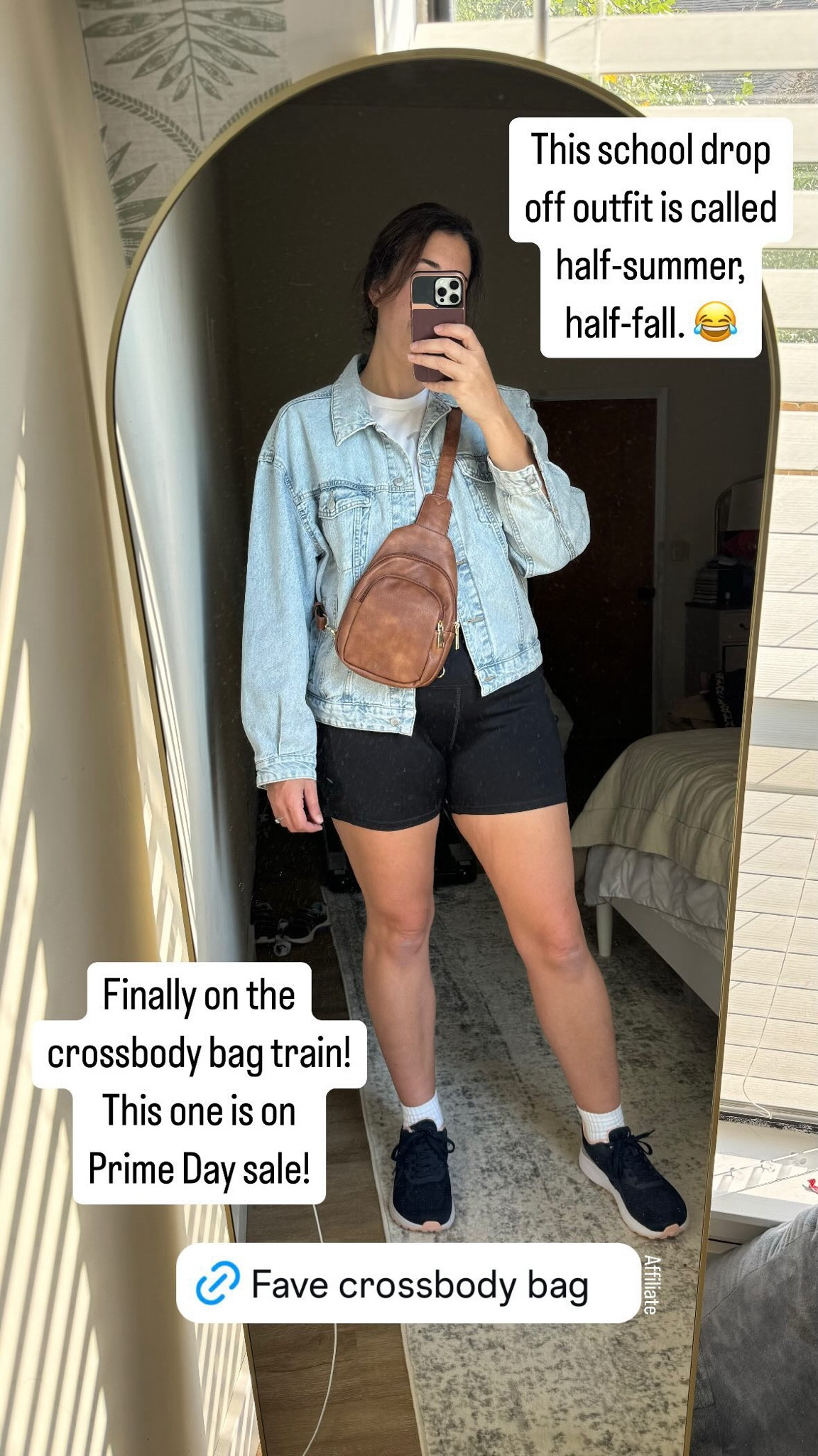 This school drop off outfit is called half-summer, half-fall. 😂 Finally on the crossbody bag train!  This one is on Prime Day sale!

#LTKxPrimeDay #LTKSaleAlert