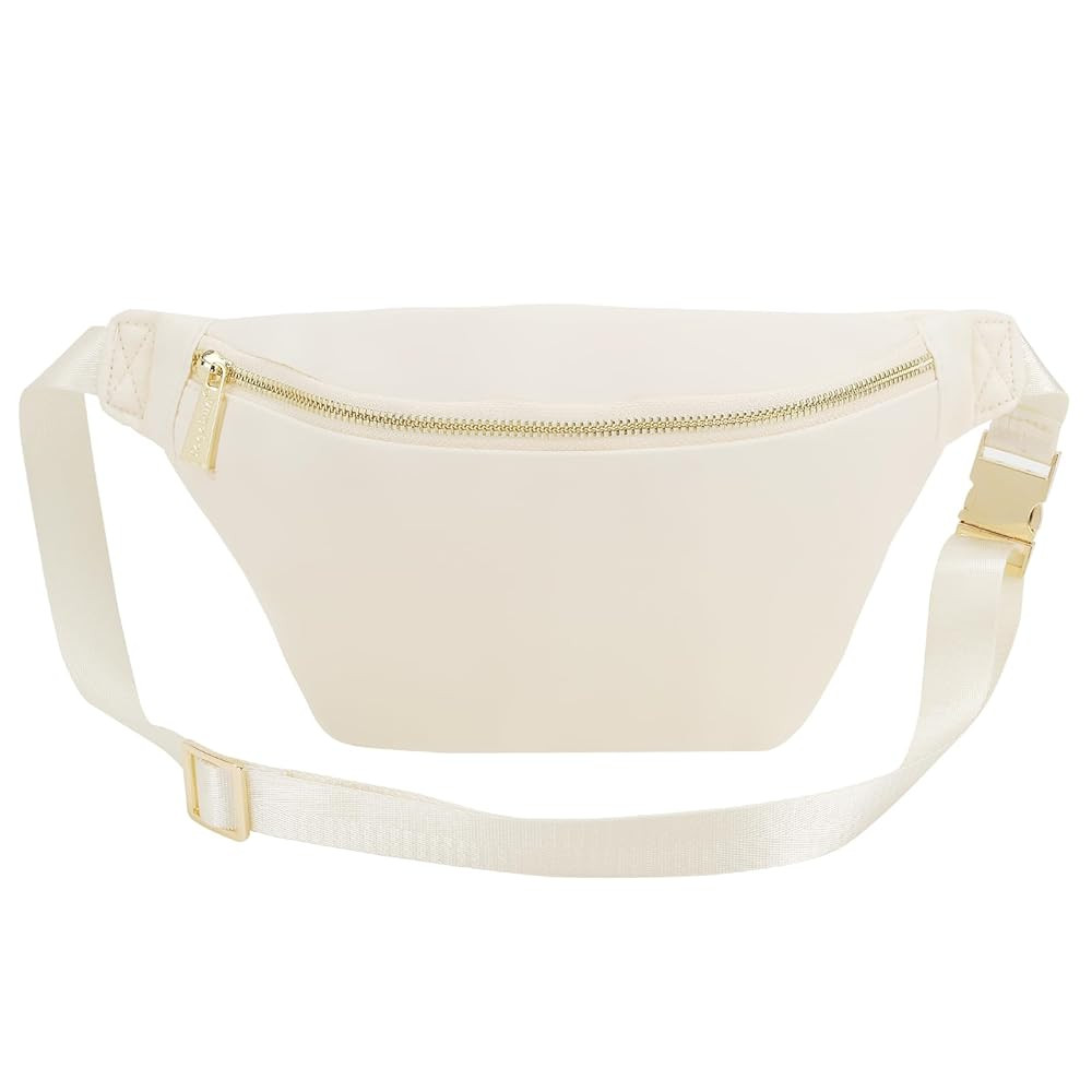 Fanny Pack Nylon Waist Pack for Women Men Crossbody Bag Everywhere Belt Waist Bag (Beige) | Amazon (US)