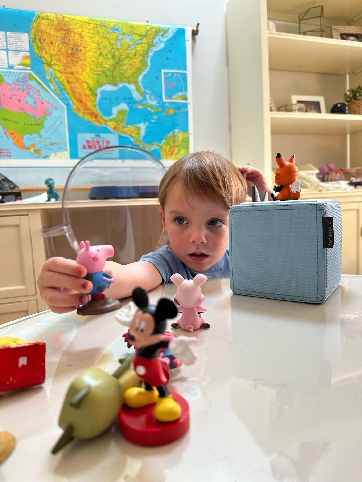 the Toniebox is always a top seller & gift guide fave - comes in lots of cute colors & it's squishy, kid proof, has a headphone jack. no wifi needed after setup so great for travel / restaurants / the car - then the character Tonies are what bring the interactive music & storytelling experience to life! there's a Tonie for every kid, age & interest