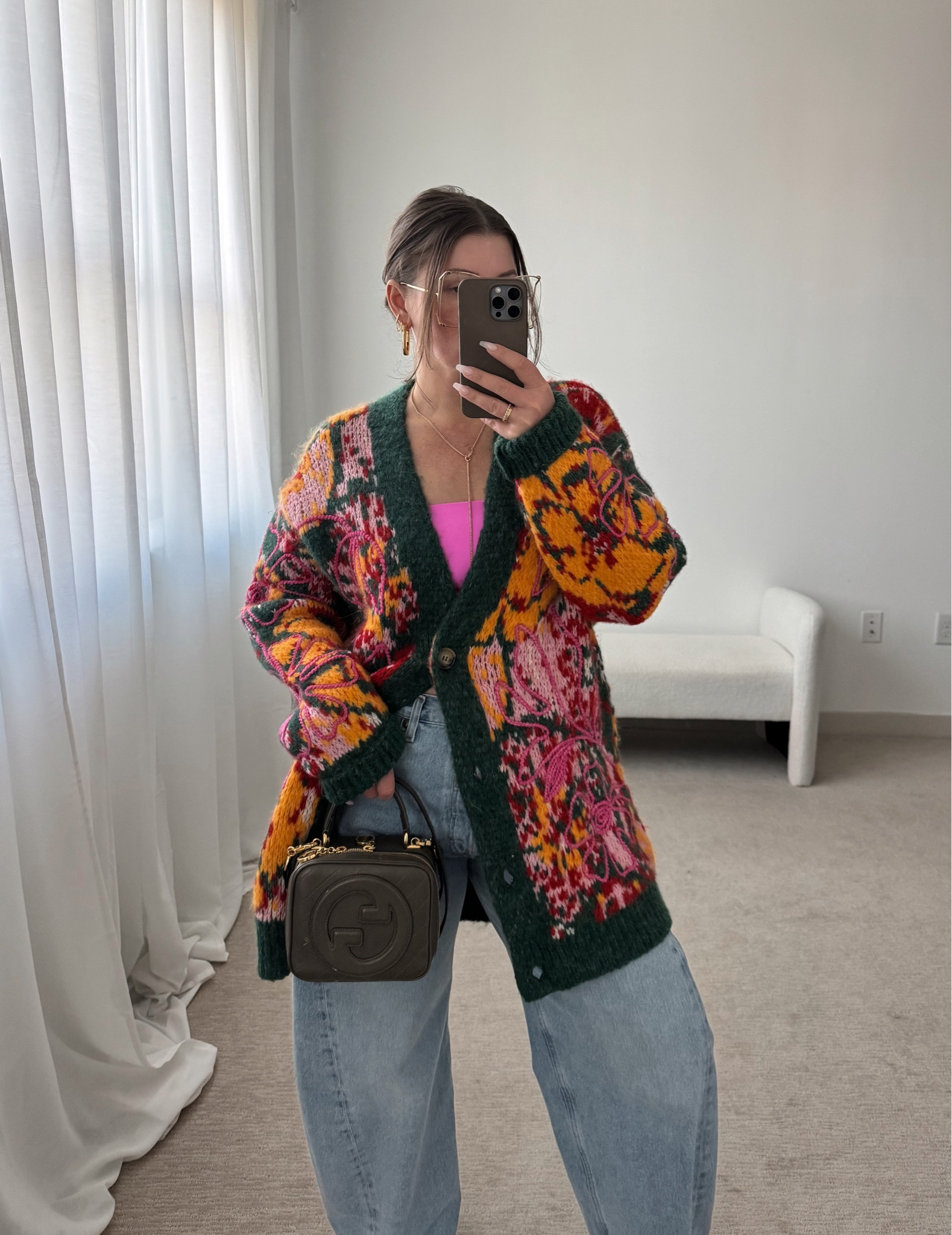 Colorful cozy cardigan has an oversized fit. I’m wearing my true size.
Baggy jeans: I sized up twice



#LTKHoliday #LTKstyletip