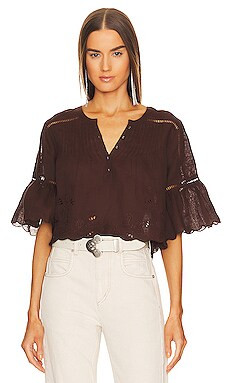 Tularosa Sherri Embroidered Blouse in Chocolate Brown from Revolve.com | Revolve Clothing (Global)