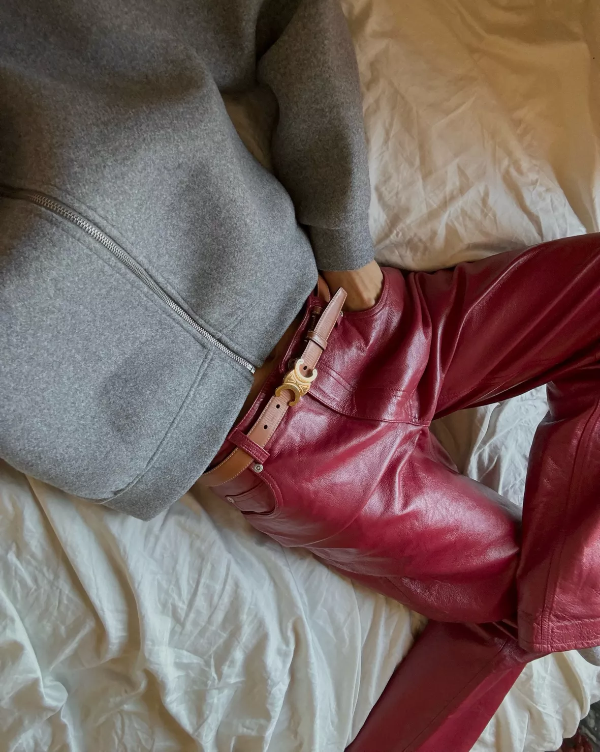 Vintage Red Leather Pants