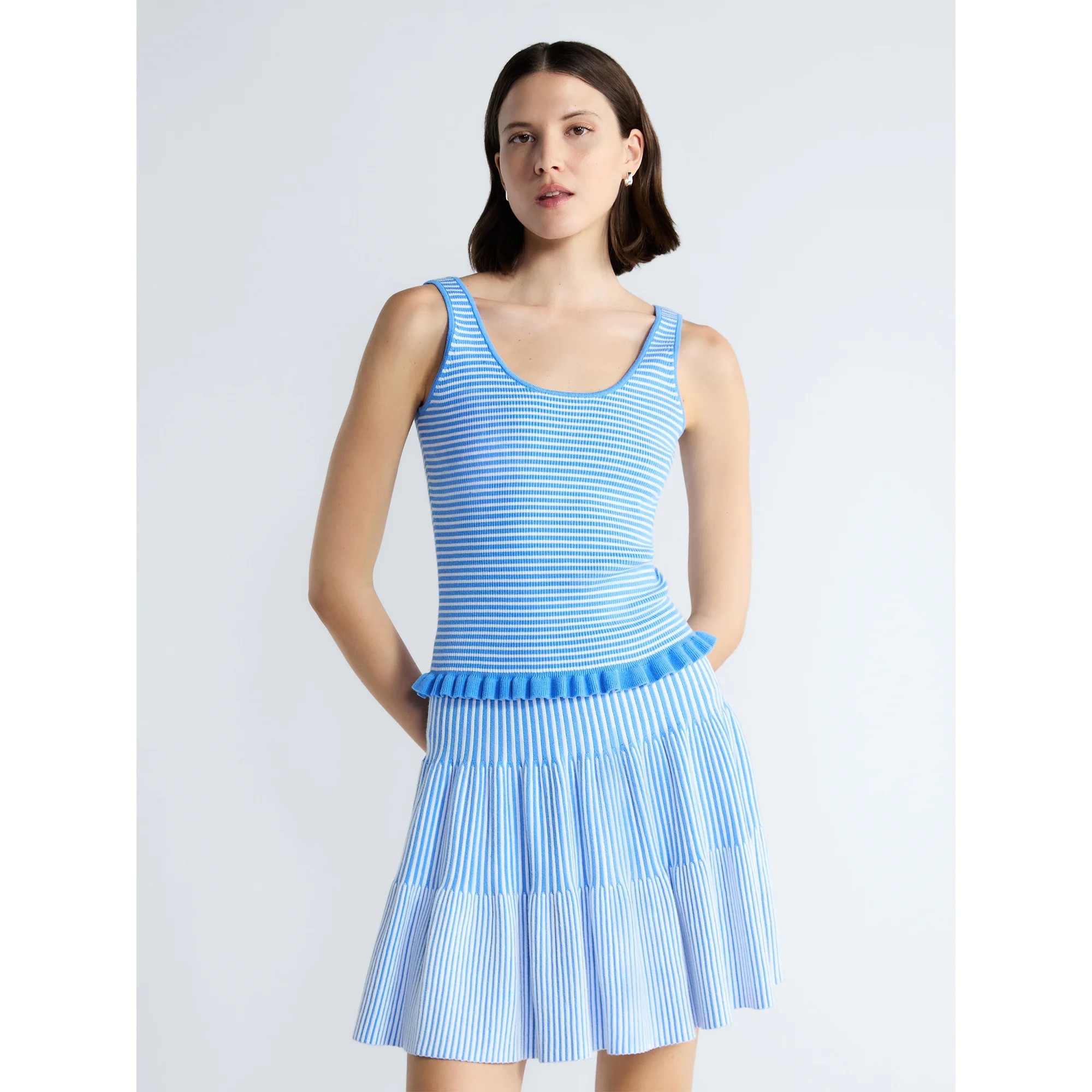 Free Assembly Women's and Women's Plus Ruffle Hem Knit Tank Top, Sizes XS-4X | Walmart (US)