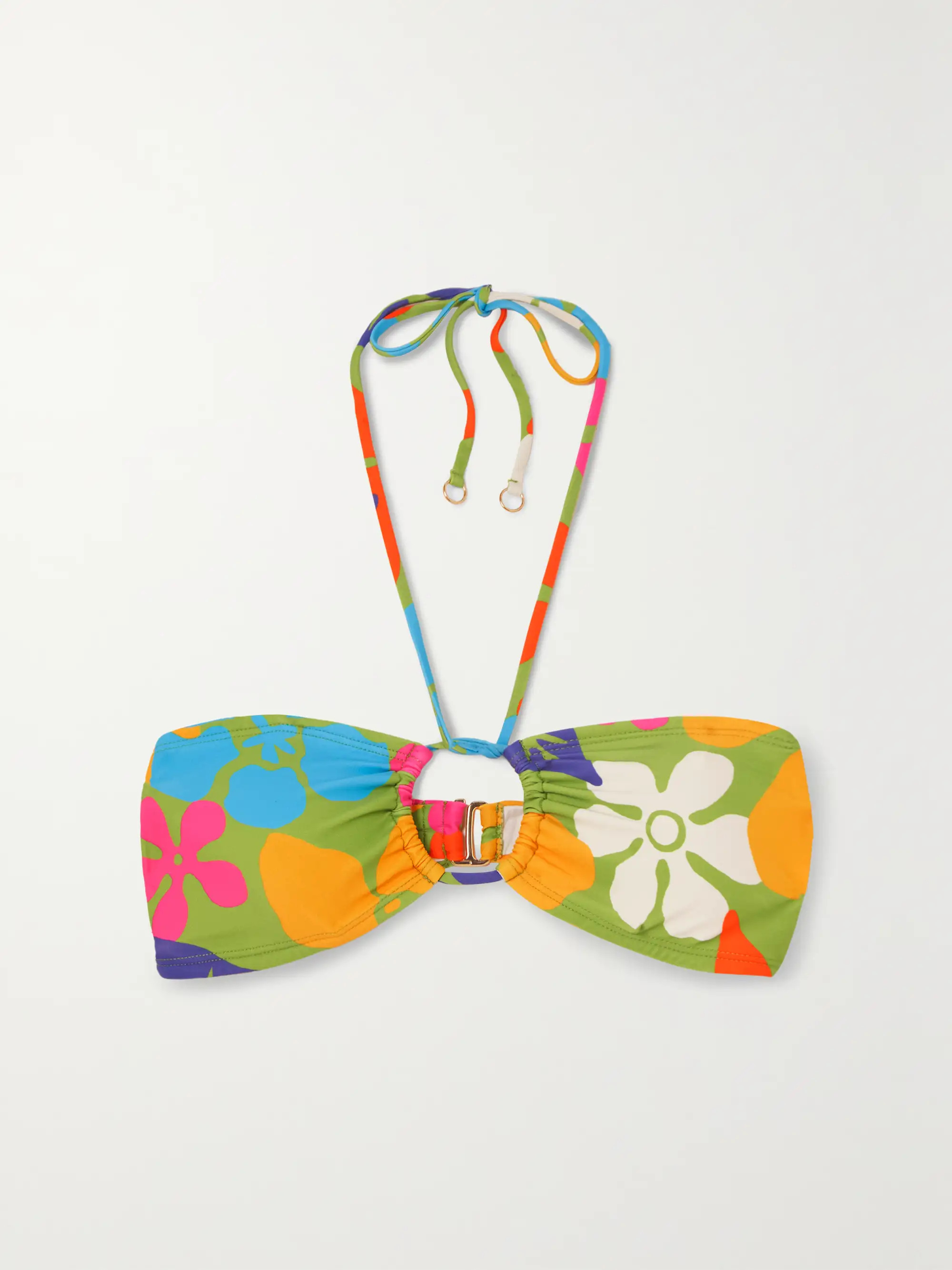 + NET SUSTAIN Arriba floral-print stretch-ECONYL bikini top | NET-A-PORTER (US)