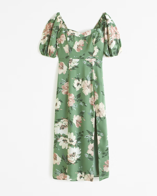 The A&F Camille Puff Sleeve Midi Dress | Abercrombie & Fitch (US)