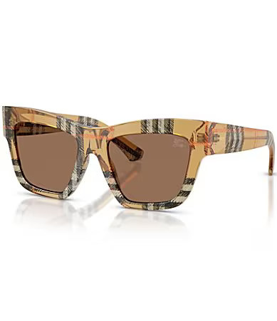 Burberry Women's BE4449F 53mm Butterfly Sunglasses - Check Sand/Dark Brown | Dillard's