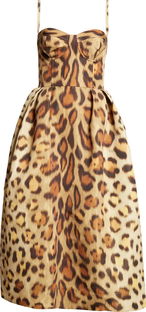 Oscar de la Renta Jaguar Print Faille Bustier Cocktail Dress | Nordstrom | Nordstrom