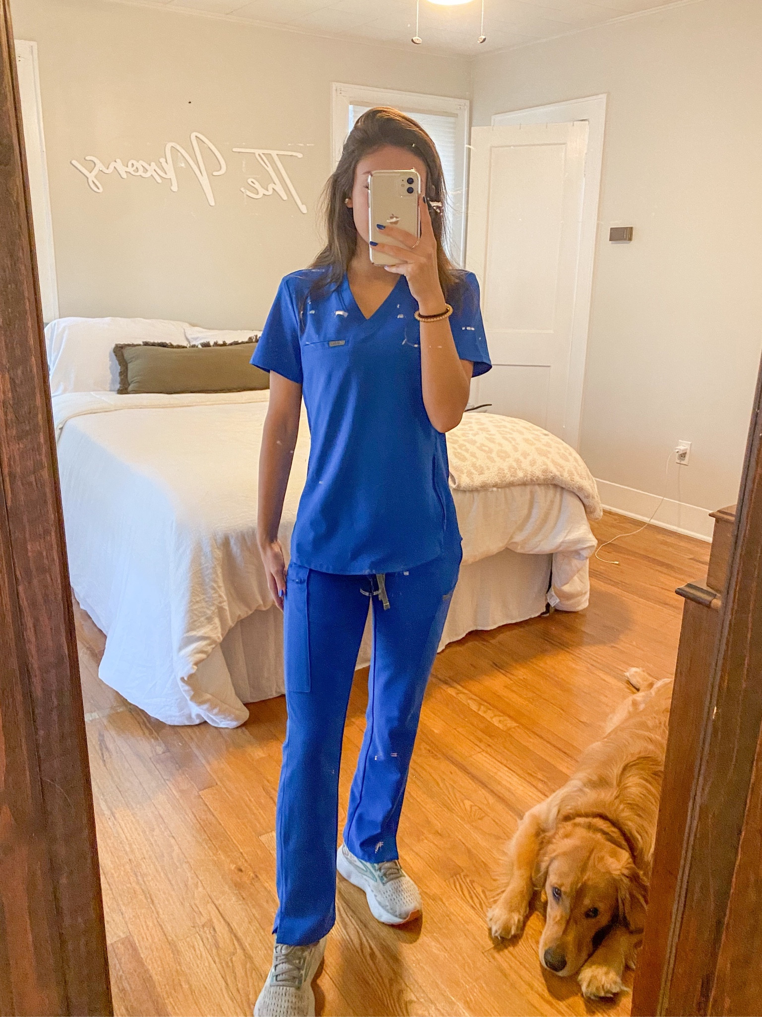 My first pair of Landau scrubs, and I will be getting more! The fit, quality, and price is great. Pictured in size XS top and XXS Petite pants, but I could have gotten regular length.🩺

Not linked though, my super cute pup!💙

#LTKworkwear #LTKshoecrush