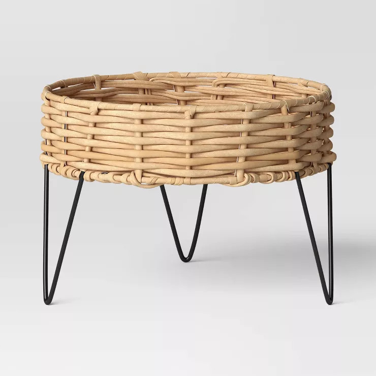 Steel Wicker Outdoor/Indoor Plant Stand Tan - Threshold™ | Target