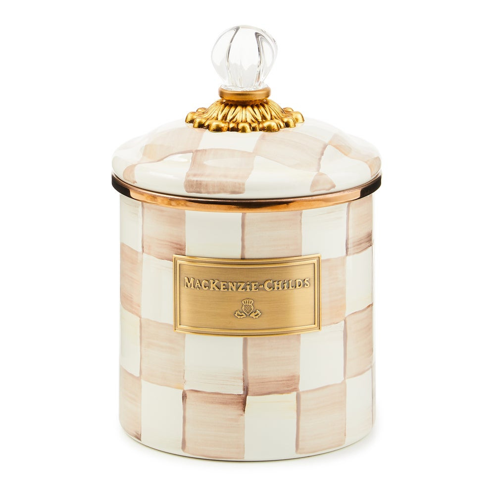 Mocha Check Small Canister | MacKenzie-Childs
