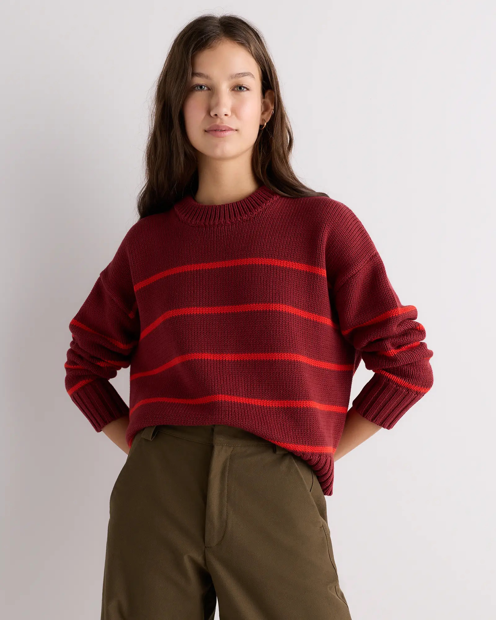 100% Organic Cotton Striped Crew Sweater | Quince