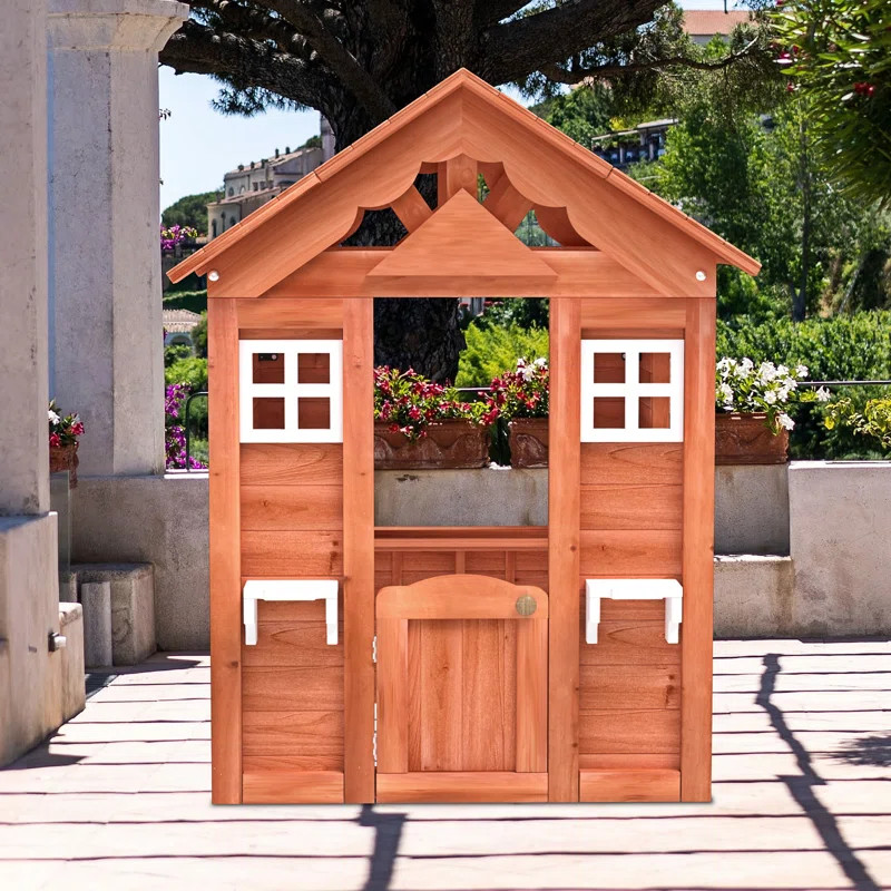 WELLDONE 46'' W x 42'' D Outdoor Solid Wood Kids Playhouse | Wayfair North America