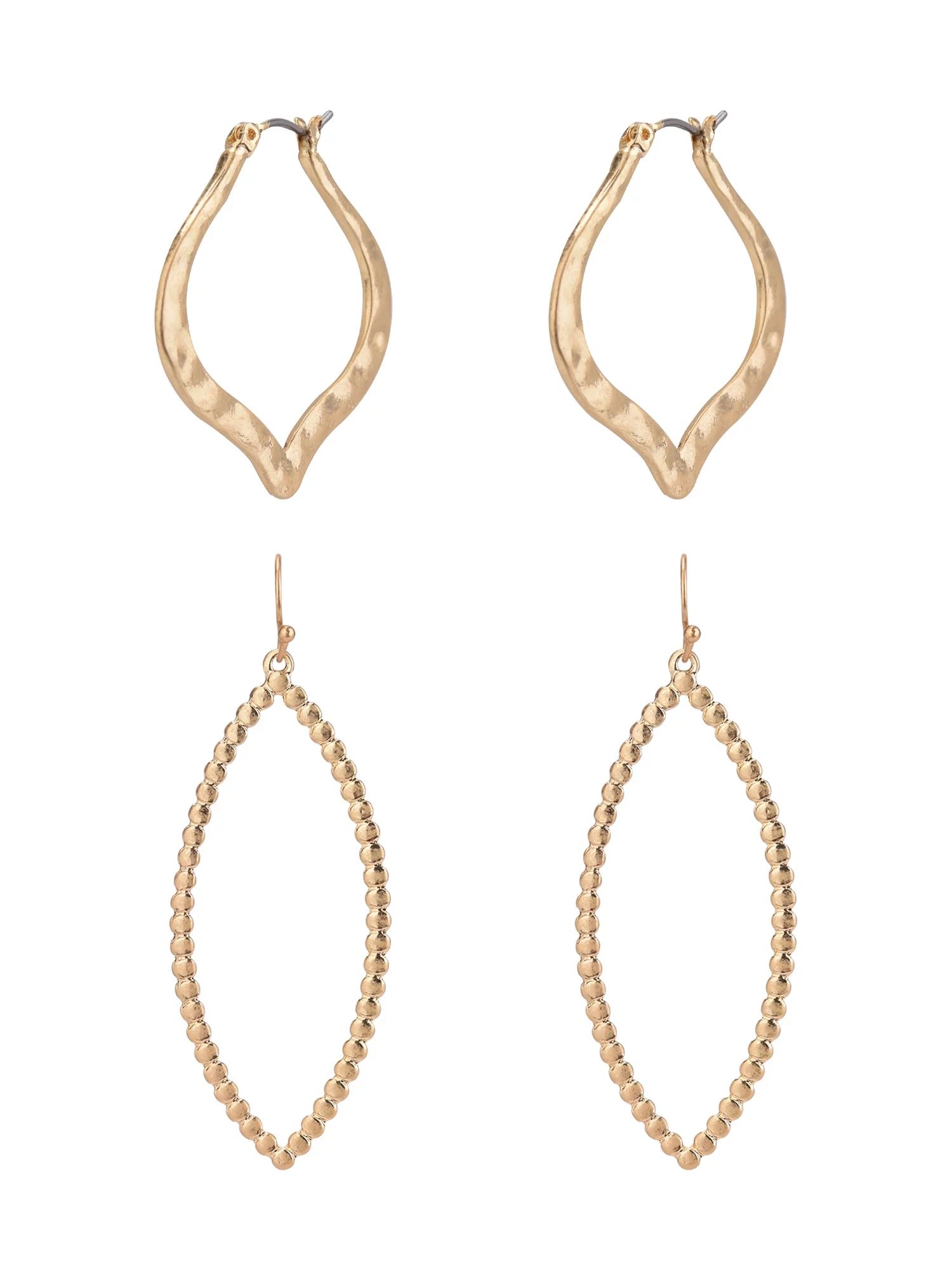The Pioneer Woman Hammered Gold Open Drop Duo Earrings | Walmart (US)