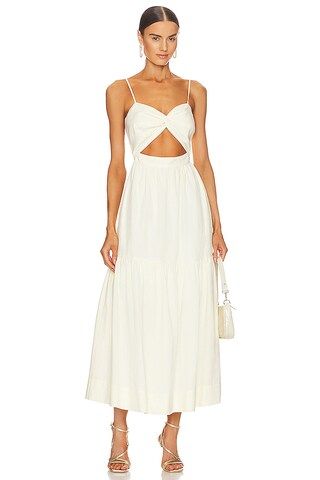 Shona Joy Cecilia Twist Bodice Midi Dress in Cream from Revolve.com | Revolve Clothing (Global)