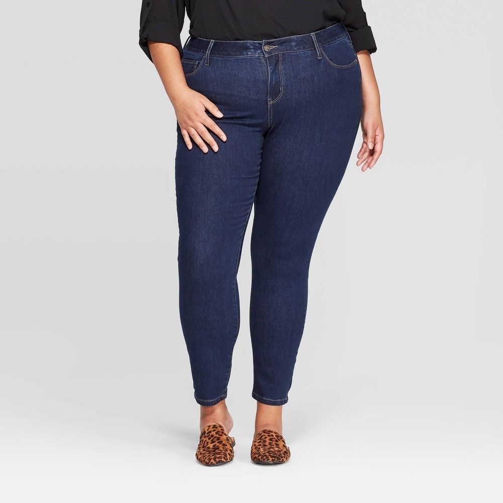 Women's Plus Size Skinny Jeans - Ava & Viv Dark Wash 22W | Target