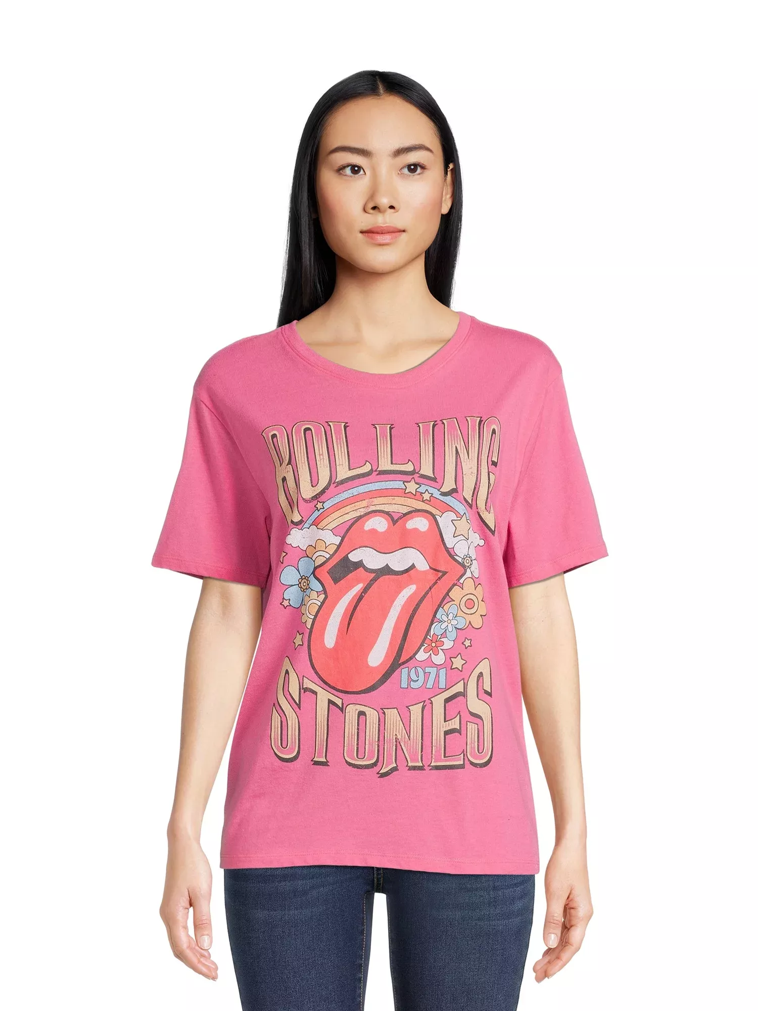 Pink rolling stones store shirt