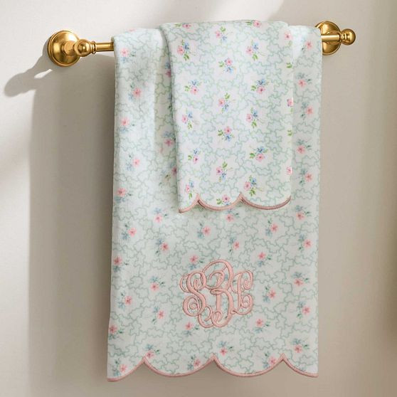 Hill House Clematis Scallop Bath Towel | Pottery Barn Teen